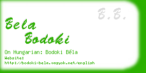 bela bodoki business card